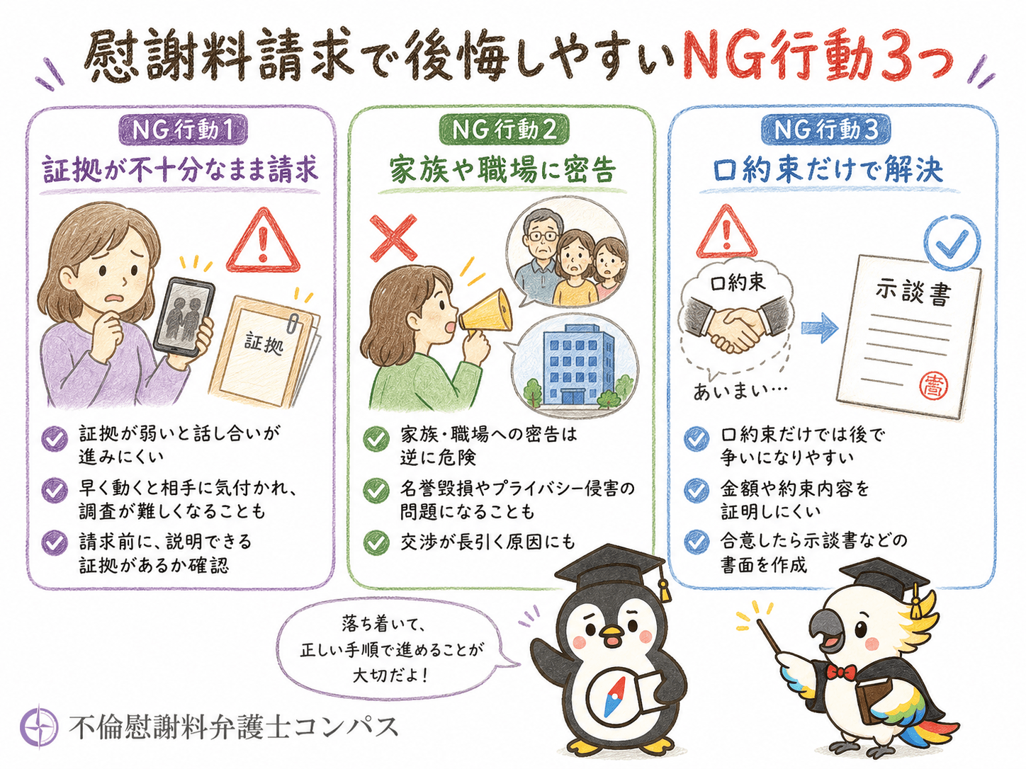 ２章　慰謝料請求で後悔しやすいＮＧ行動３つ｜しない方がいいこと